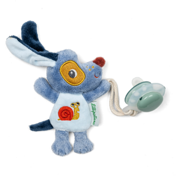 Prikažite detalje za Svjetleći plišanac s držačem za dudu- Psić Jules Slika Svjetleći plišanac s držačem za dudu- Psić Jules