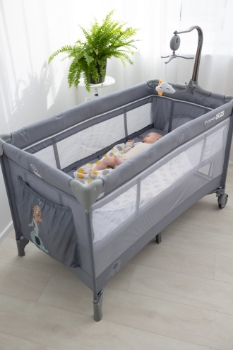 Slika Prijenosni krevetić Elephants s dvostrukim dnom sivi 81514 FREEON