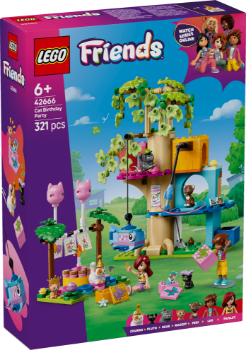 Slika LEGO® FRIENDS 42666 Mačji rođendanski tulum i kućica na drvetu