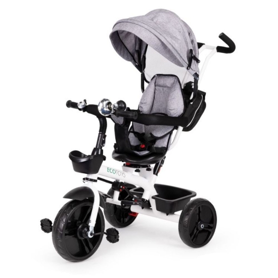 Slika Tricikl s okretnim sjedalom 360 s bijelom konstukcijom, siva Ecotoys 