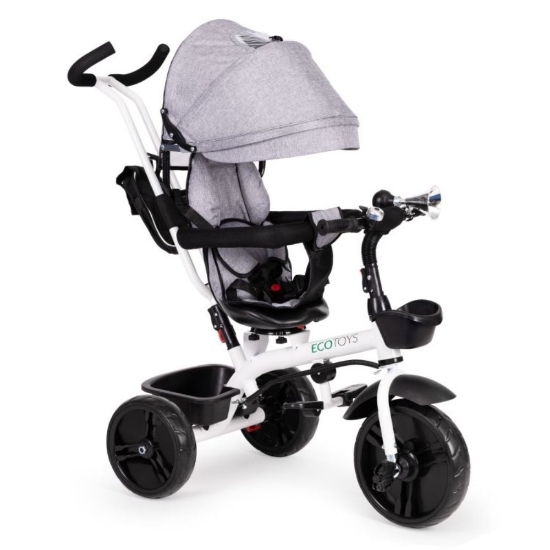 Slika Tricikl s okretnim sjedalom 360 s bijelom konstukcijom, siva Ecotoys 