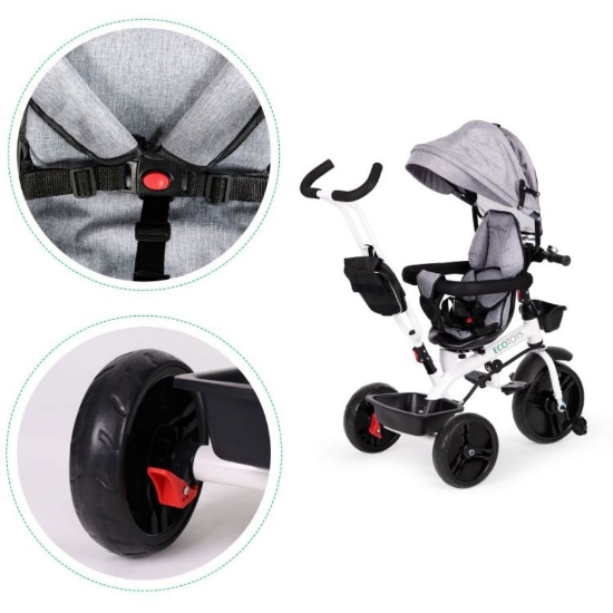 Slika Tricikl s okretnim sjedalom 360 s bijelom konstukcijom, siva Ecotoys 