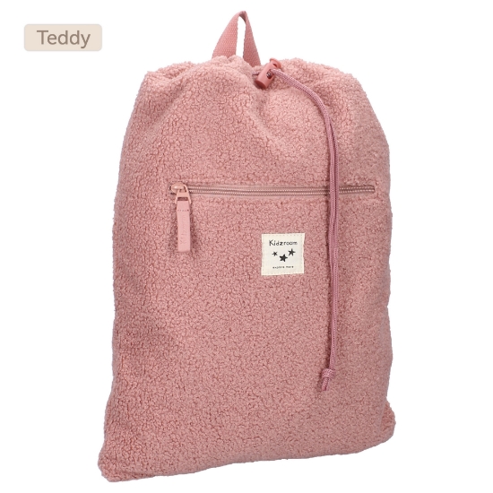 Slika Dječji ruksak s vezicom Teddy in Town - Roza  Kidzroom 