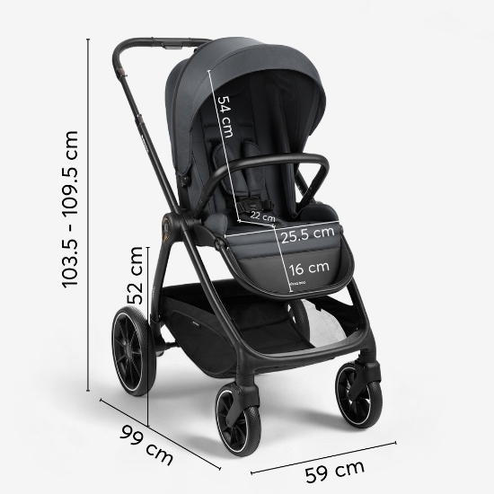 Slika Kolica 3u1 Modena + košara + autosjedalica - Dark Grey Kikka Boo 