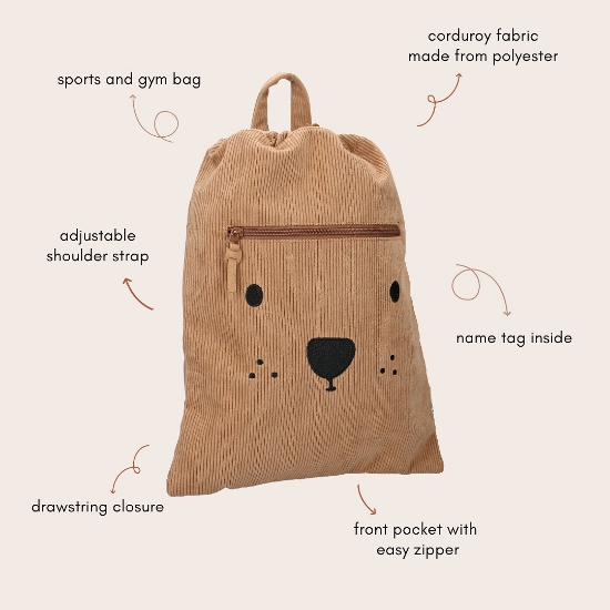 Slika Dječji ruksak Beary Excited - Brown Kidzroom 