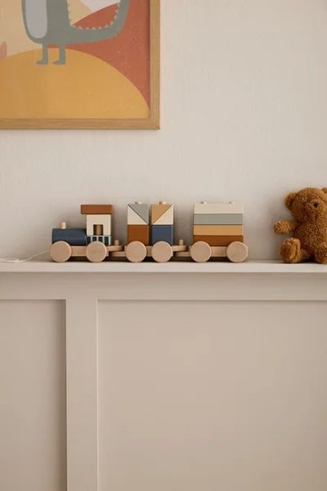 Slika Drveni vlak s kockama, brown - Kid's Concept