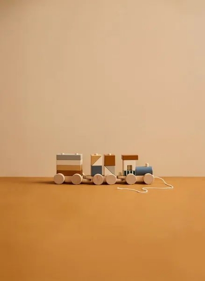 Slika Drveni vlak s kockama, brown - Kid's Concept