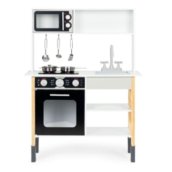Slika Drvena dječja kuhinja s pečnicom, mikrovalnom + kuhinjski dodaci