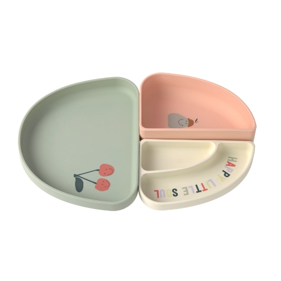 Slika Silikonski set za jelo s 3 dijela Happy Fruits Cherry Happy Fruits Cherry Lässig 