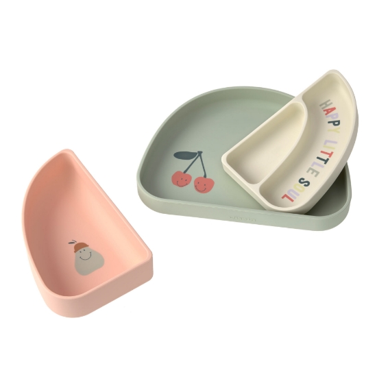 Slika Silikonski set za jelo s 3 dijela Happy Fruits Cherry Happy Fruits Cherry Lässig 