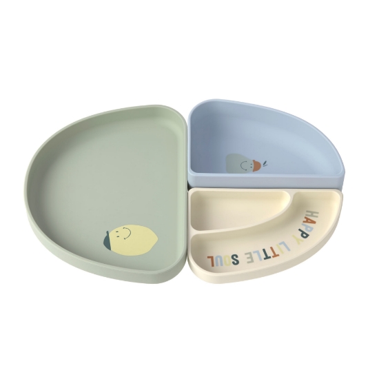 Slika Silikonski set za jelo s 3 dijela Happy Fruits Lemon Happy Fruits Lemon Lässig 
