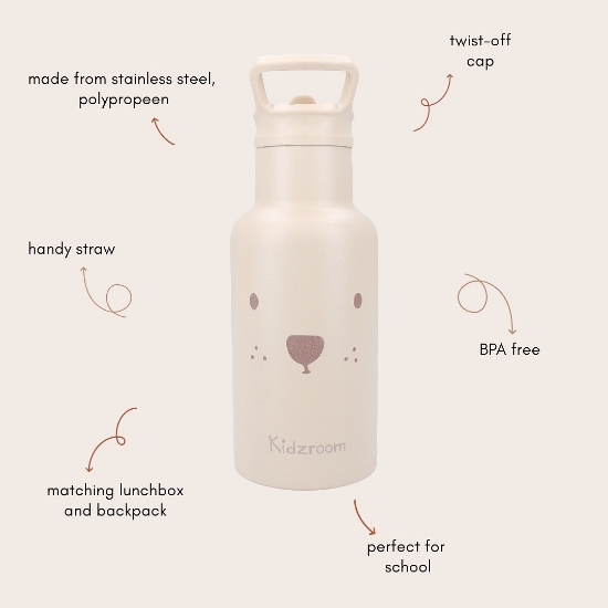 Slika Boca za vodu Beary Excited 350 ml - Beige Kidzroom 