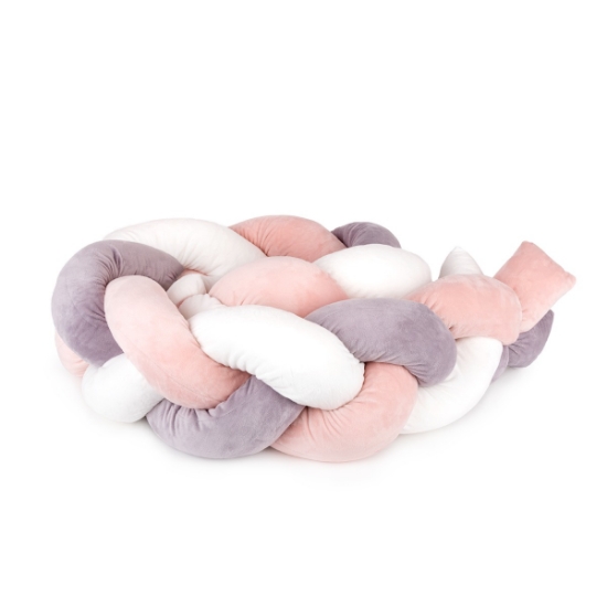 Slika Ogradica za krevetić pletenica 210 cm - Nude Pink Amek 