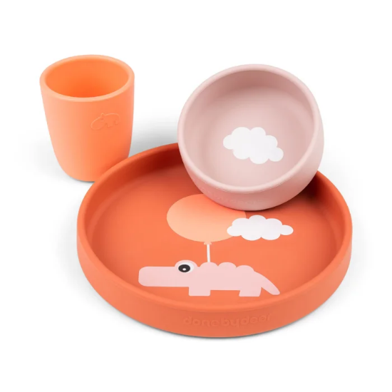 Slika Silikonski set za jelo - Happy clouds Papaya