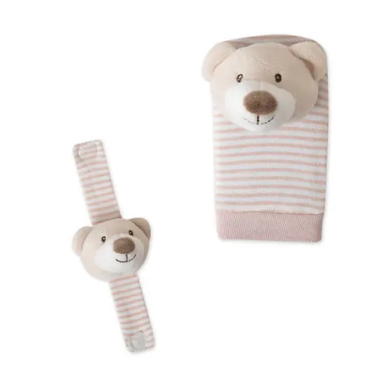 Slika Set zvečki za stopala i zapešća Bear Roza
