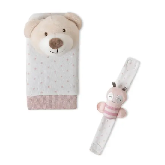 Slika Set zvečki za stopala i zapešća Bear Roza