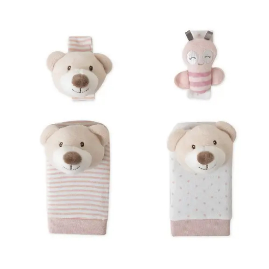 Slika Set zvečki za stopala i zapešća Bear Roza