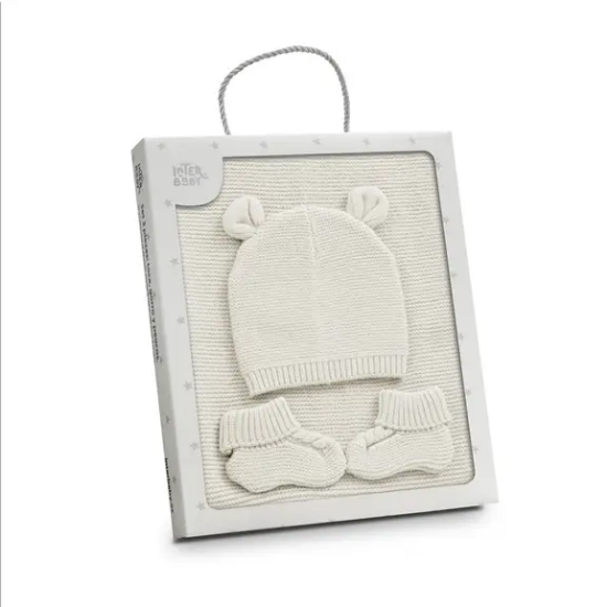 Slika Set prekrivač, kapica i papučice Bež InterBaby 