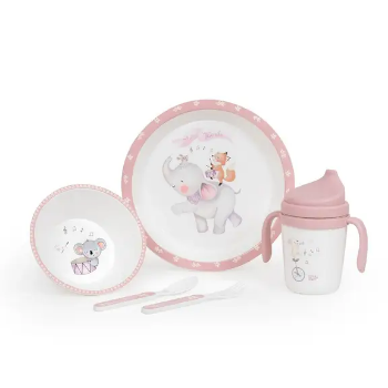 Prikažite detalje za Set za jelo 5/1 Music Roza Interbaby  Slika Set za jelo 5/1 Music Roza Interbaby