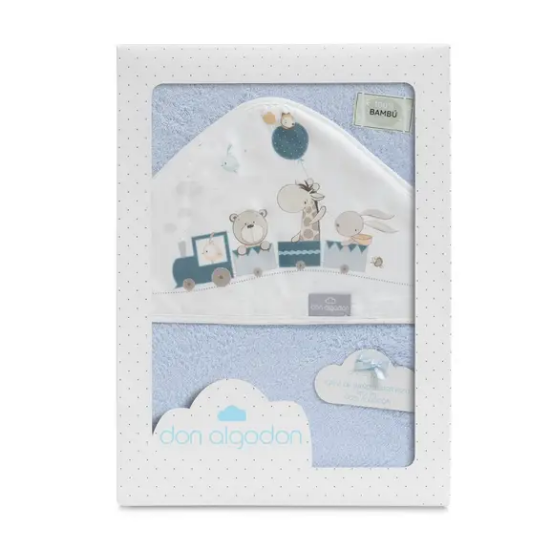 Slika Ručnik s kapuljačom Vlakić 100x100 Plavi Interbaby 