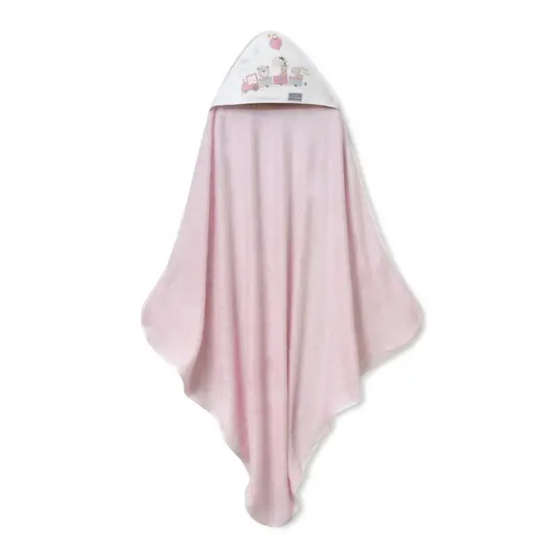 Slika Ručnik s kapuljačom Vlakić 100x100 Roza Interbaby 