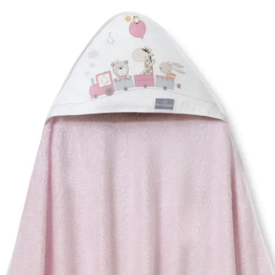 Slika Ručnik s kapuljačom Vlakić 100x100 Roza Interbaby 