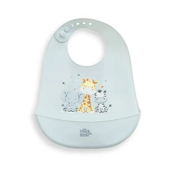 Prikažite detalje za Silikonski podbradak za bebe - Prijatelji plavi InterBaby  Slika Silikonski podbradak za bebe - Prijatelji plavi InterBaby