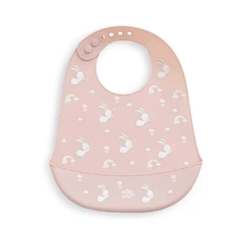 Prikažite detalje za Silikonski podbradak za bebe - Zečić roza InterBaby  Slika Silikonski podbradak za bebe - Zečić roza InterBaby