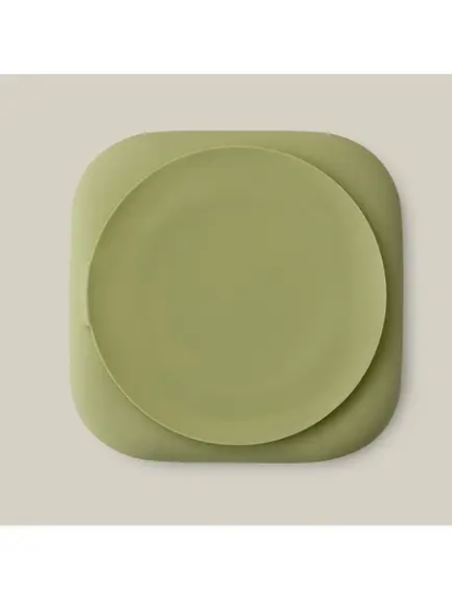 Slika Silikonski tanjur s vakuumskom podlogom Olive Green InterBaby 