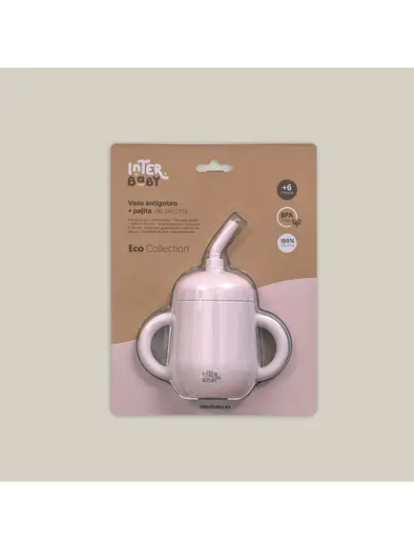Slika Silikonska čaša za malu djecu sa slamkom Dark Pink InterBaby 