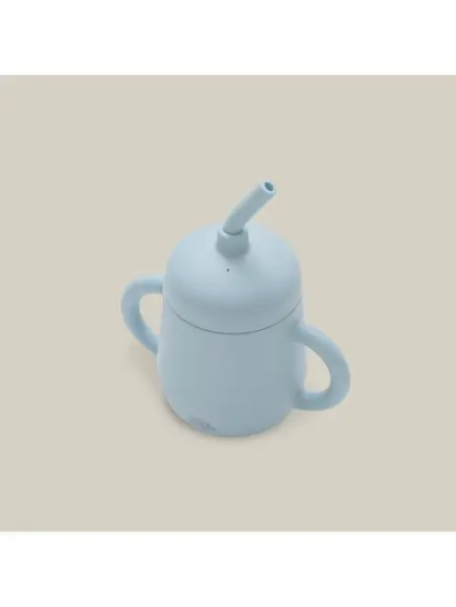 Slika Silikonska čaša za malu djecu sa slamkom Blue Grey InterBaby 