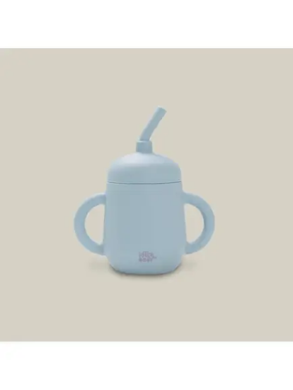 Slika Silikonska čaša za malu djecu sa slamkom Blue Grey InterBaby 