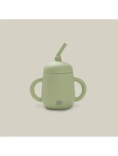 Slika Silikonska čaša za malu djecu sa slamkom Olive Green InterBaby 