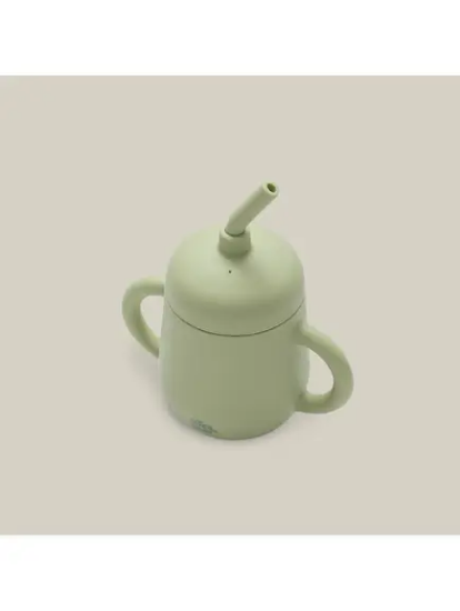 Slika Silikonska čaša za malu djecu sa slamkom Olive Green InterBaby 