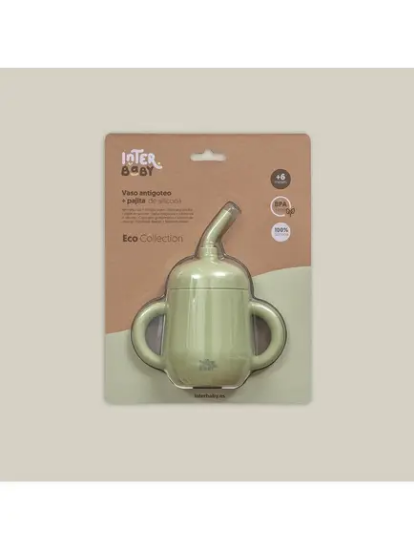 Slika Silikonska čaša za malu djecu sa slamkom Olive Green InterBaby 