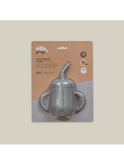 Slika Silikonska čaša za malu djecu sa slamkom Petrol Grey InterBaby