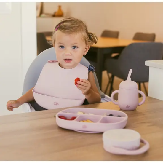 Slika Silikonska zdjelica + žlica Dark Pink InterBaby 