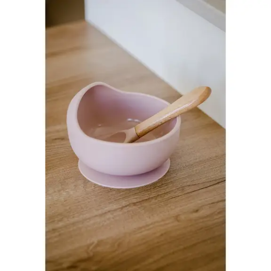 Slika Silikonska zdjelica + žlica Dark Pink InterBaby 