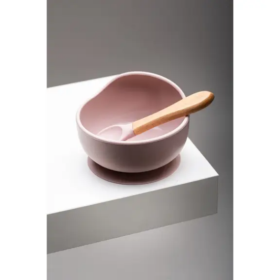 Slika Silikonska zdjelica + žlica Dark Pink InterBaby 