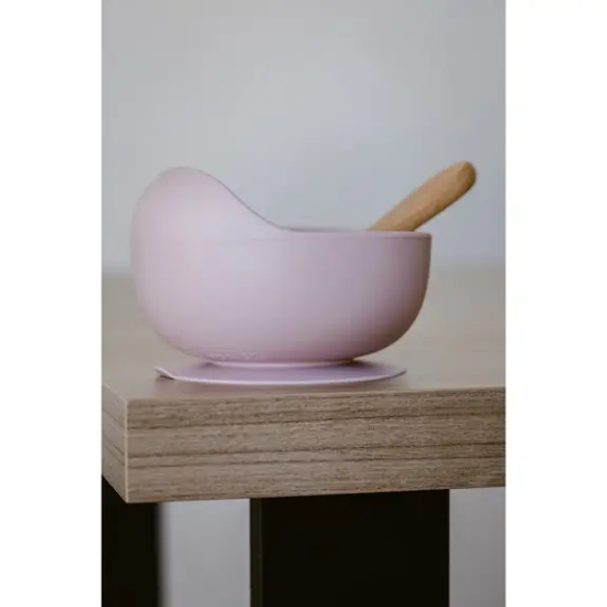 Slika Silikonska zdjelica + žlica Dark Pink InterBaby 