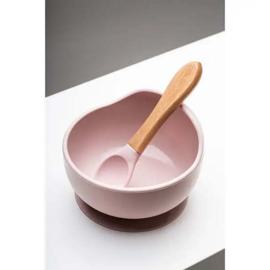 Slika Silikonska zdjelica + žlica Dark Pink InterBaby 