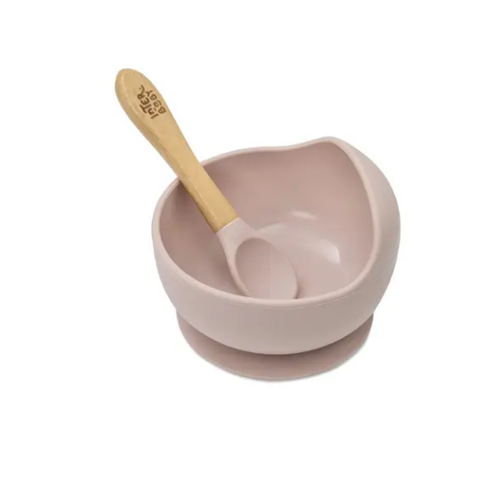 Slika Silikonska zdjelica + žlica Dark Pink InterBaby 