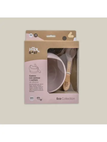 Slika Silikonska zdjelica + žlica Dark Pink InterBaby 