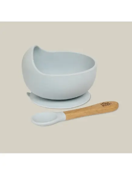 Slika Silikonska zdjelica + žlica Blue Grey InterBaby 