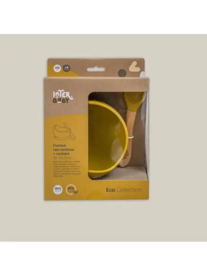 Slika Silikonska zdjelica + žlica Ocher Yellow InterBaby 