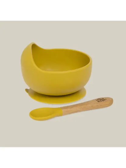 Slika Silikonska zdjelica + žlica Ocher Yellow InterBaby 