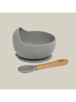 Slika Silikonska zdjelica + žlica Grey Petrol InterBaby 