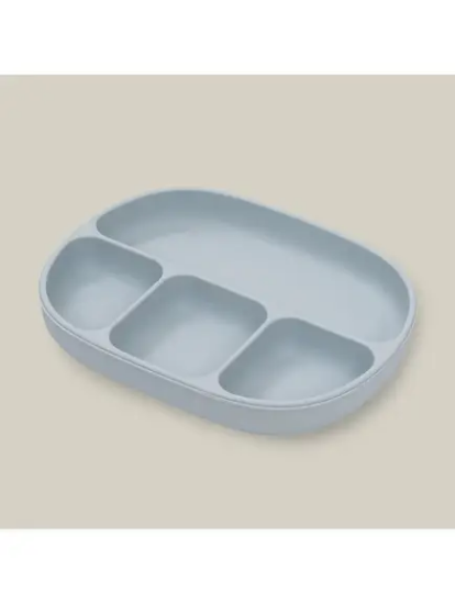 Slika Silikonski tanjur s poklopcem Blue Grey InterBaby 