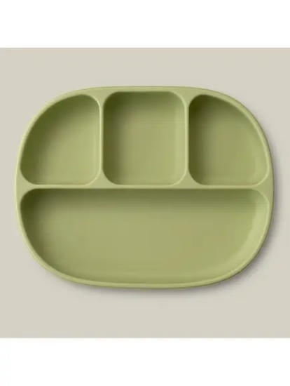 Slika Silikonski tanjur s poklopcem Olive Green InterBaby 
