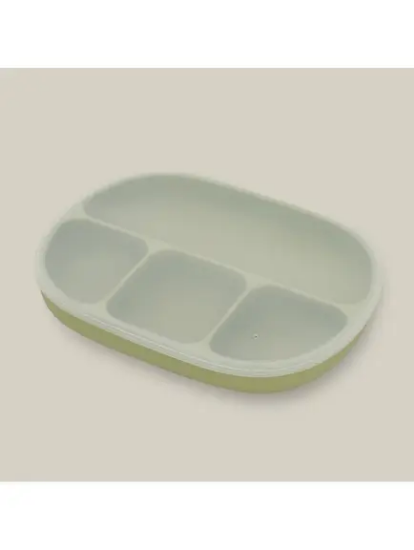 Slika Silikonski tanjur s poklopcem Olive Green InterBaby 